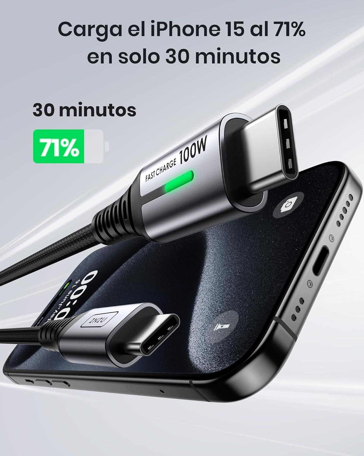 image:imageINIU USB C Cable 66ft2m 100W PD USBC to USBC Charger Cable Fast Charging Nylon Braided Type C to C Power Cord Data Cable USBC for iPad Air MacBook Pro iPhone 16 15 Samsung Galaxy S23 S22 A933ft