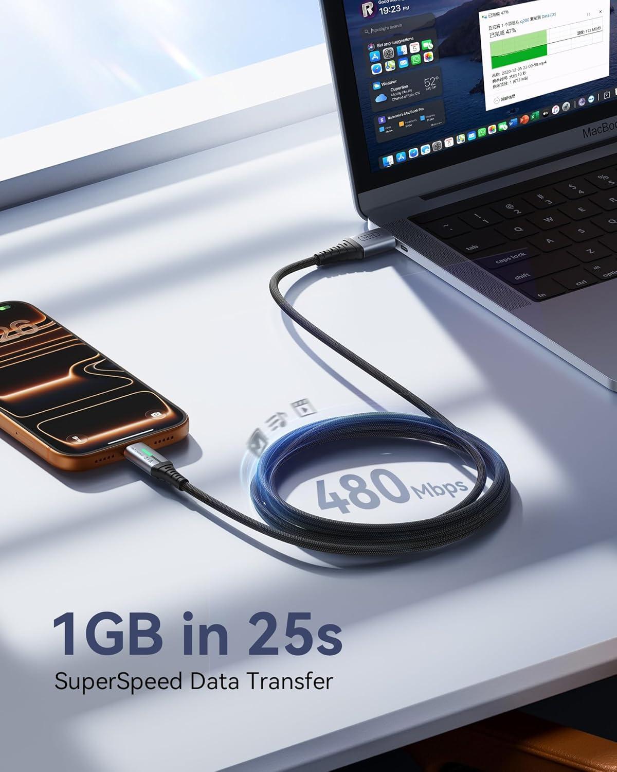 image:imageINIU USB to C Cable Fast Charging 5 Packs 16FT33FT266FT2 31A Type C Cords Nylon USBC Phone Charger Cables for iPhone 16 Samsung S21 Google Kid Airplane Business Car3 Packs