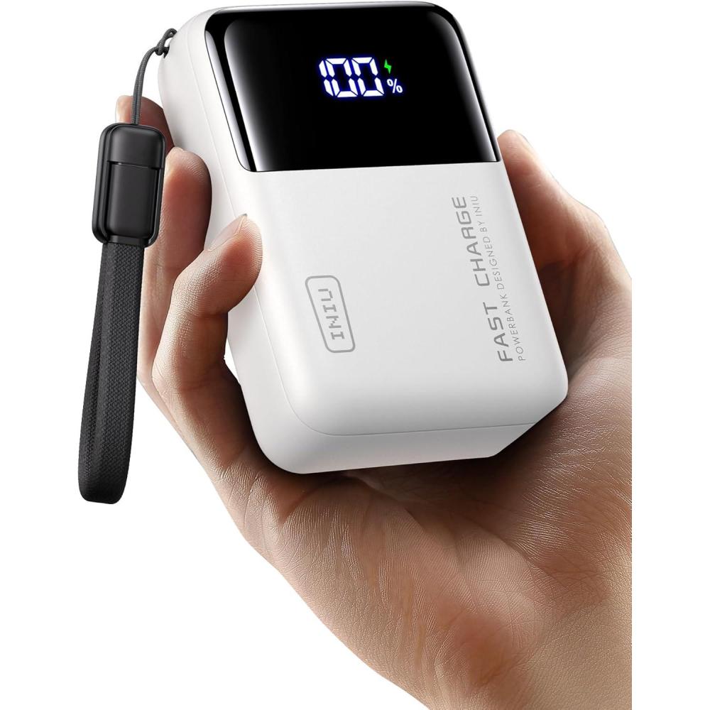 image:imageINIU 100W Power Bank Mini Size 25000mAh High Capacity Laptop Portable Charger USB C inampOut Tablet Powerbank Smart Digital Display Phone Charger for iPhone 17 16 15 Samsung iPad MacBook LaptopWhite