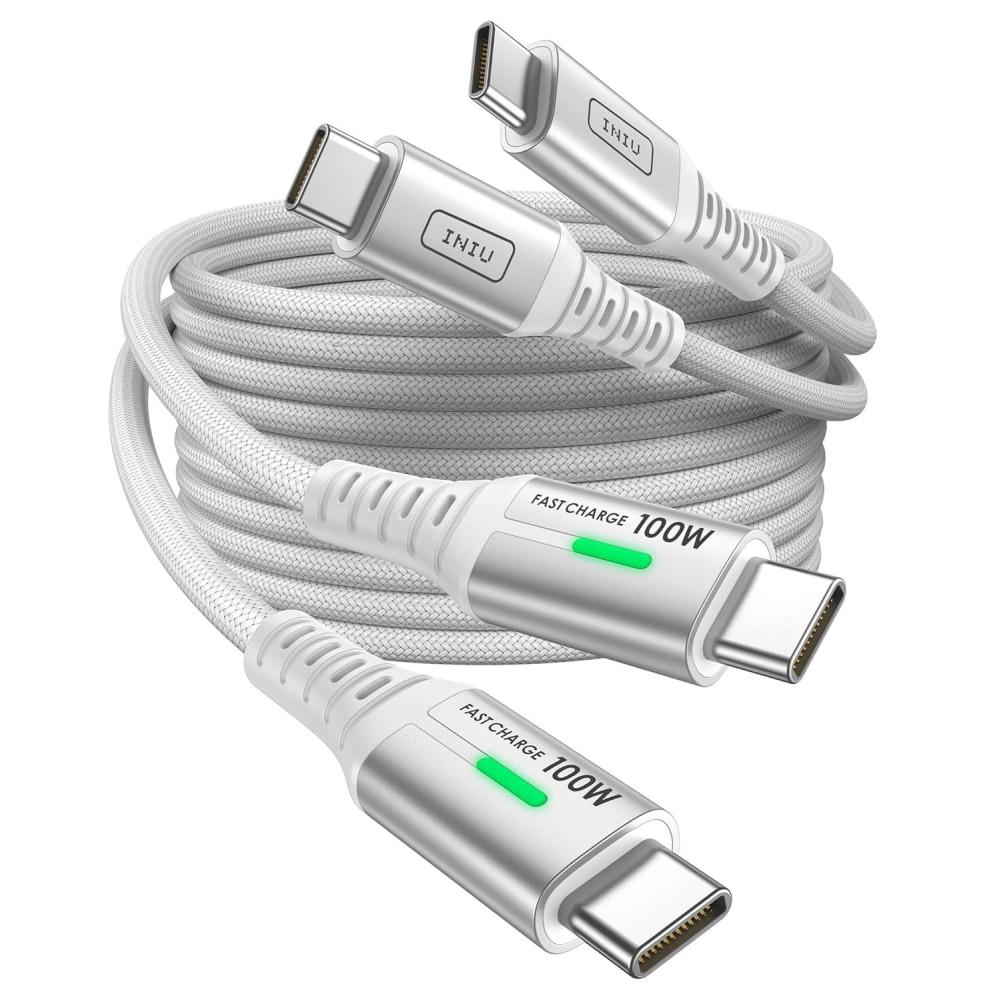 image:imageINIU 100W Short USB C to USB C Cable 1ft 2Pack Type C Cord for iPhone 16 Pro Max 15 Plus Samsung Galaxy S24 Ultra S21 S10e MacBook iPad and MoreWhite