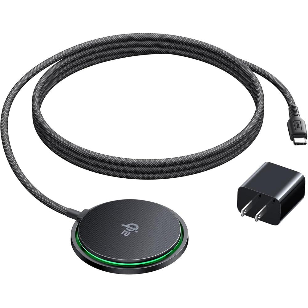image:imageINIU Magnetic Wireless Charger Qi2 Certified 15W Fast MagSafe Wireless Charging Pad with Cooling Fan Only for iPhone 17 16 15 14 13 12 Series AirPods and More Adapter Included