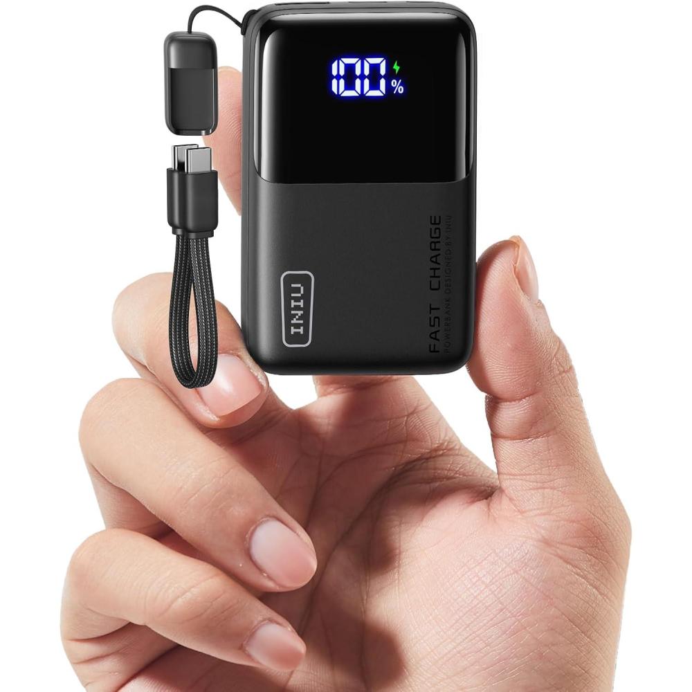 image:imageINIU Pocket Size Portable Charger Ultra Small 10000mAh 45W PD Power Bank Fast Charging Battery Pack Travel Essentials Powerbank for iPhone 17 16 Pro Air Xiaomi 17 Pro Max 16 15 14 Samsung S24 etcBlack