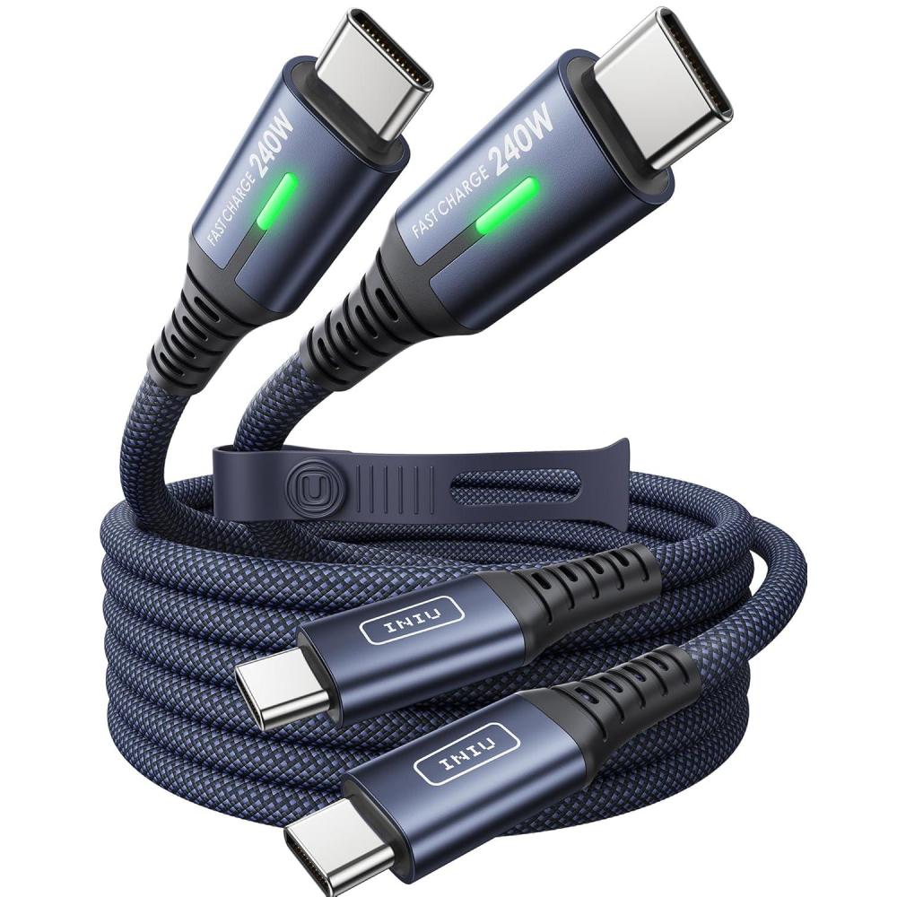 image:imageINIU USB C to USB C Cable 240W Fast Charging Type C Charger Cord Braided USBC Cable for iPhone 17 Samsung S25 Laptop MacBook Switch Photographers Outdoor Travel 66ft66ft BlackBlue