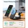 INIU 3 in 1 Wireless Charging Station, Qi2 Certified 15W Travel Charger for Apple Multiple Devices, Foldable Magnetic Wireless Charger Stand for iPhone 17 16 15 14 13 12 Series Apple Watch AirPods(White)