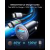 INIU Car Charger, Cigarette Lighter USB Charger Total 60W, 12V USB Socket with [1m] 100W Type C Cable Fast Charge, Car Phone Charge Adapter for iPhone 17 16 Samsung Laptops Switch 2 Car Accessories(Black)