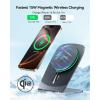 INIU Magnetic Wireless Charger Stand, Qi2 Certified 15W Mag-Safe Wireless Charging Pad with Cooling Fan, Fast Charging Pad for iPhone 17 16 15 14 13 12 Series AirPods 4 3 2 Pro (with Adapter)(Black)