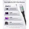 INIU USB C to USB C Cable, 240W Fast Charging Type C Charger Cord, Braided USBC Cable for iPhone 17, Samsung S25, Laptop, MacBook, Switch, Photographers, Outdoor, Travel, [6.6ft+6.6ft Black](Black)