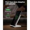 INIU Wireless Charger, 15W Fast Qi Certified Wireless Charging Station with Sleep-Friendly Adaptive Light Compatible with iPhone 17 16 15 14 13 12 Pro Max Samsung Galaxy S25 S24 S23 Note 20 Google etc(White)