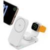 INIU 3 in 1 Wireless Charging Station, Qi2 Certified 15W Travel Charger for Apple Multiple Devices, Foldable Magnetic Wireless Charger Stand for iPhone 17 16 15 14 13 12 Series Apple Watch AirPods(White)