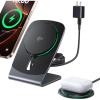 INIU Magnetic Wireless Charger Stand, Qi2 Certified 15W Mag-Safe Wireless Charging Pad with Cooling Fan, Fast Charging Pad for iPhone 17 16 15 14 13 12 Series AirPods 4 3 2 Pro (with Adapter)(Black)
