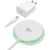 INIU Magnetic Wireless Charger Stand, Qi2 Certified 15W Mag-Safe Wireless Charging Pad with Cooling Fan, Fast Charging Pad for iPhone 17 16 15 14 13 12 Series AirPods 4 3 2 Pro (with Adapter)(White)