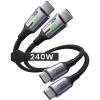 INIU USB C to USB C Cable, 240W Fast Charging Type C Charger Cord, Braided USBC Cable for iPhone 17, Samsung S25, Laptop, MacBook, Switch, Photographers, Outdoor, Travel, [6.6ft+6.6ft Black](Black)