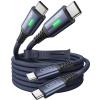 INIU USB C to USB C Cable, 240W Fast Charging Type C Charger Cord, Braided USBC Cable for iPhone 17, Samsung S25, Laptop, MacBook, Switch, Photographers, Outdoor, Travel, [6.6ft+6.6ft Black](Blue)