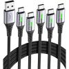 INIU USB to C Cable Fast Charging, [5 Packs, 1.6FT+3.3FT2+6.6FT2] 3.1A Type C Cords, Nylon USB-C Phone Charger Cables for iPhone 16, Samsung S21, Google, Kid, Airplane, Business, Car(5 Packs)
