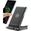 INIU Wireless Charger, 15W Fast Qi Certified Wireless Charging Station with Sleep-Friendly Adaptive Light Compatible with iPhone 17 16 15 14 13 12 Pro Max Samsung Galaxy S25 S24 S23 Note 20 Google etc(Black)