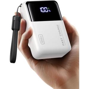 INIU 100W Power Bank, Mini Size 25000mAh High Capacity Laptop Portable Charger, USB C in&Out Tablet Powerbank, Smart Digital Display Phone Charger for iPhone 17 16 15, Samsung, iPad, MacBook, Laptop(White)