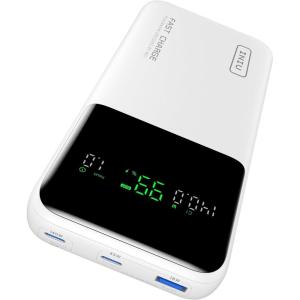 INIU 140W Power Bank, Compact 25000mAh High Capacity Laptop Portable Charger, USB C in&Out Tablet Powerbank, Smart Digital Display Phone Charger for iPhone 17 16, Samsung, iPad, MacBook, Laptop etc.(White)