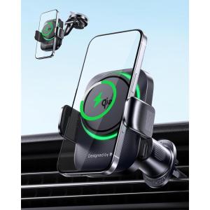 INIU Car Phone Holder for Magsafe, Qi2 Certified Wireless Car Charger for Mount Dash【360°】 Phone Mount Auto Clamping Car Accessories Compatible with iPhone 17 16 15 14 13 Xs Samsung S23 etc(Black)