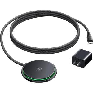 INIU Magnetic Wireless Charger, Qi2 Certified 15W Fast Mag-Safe Wireless Charging Pad with Cooling Fan, Only for iPhone 17 16 15 14 13 12 Series, AirPods, and More (Adapter Included)