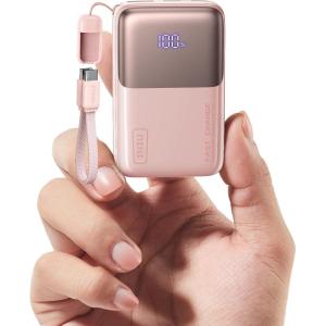 INIU Pocket Size Portable Charger, Ultra Small 10000mAh 45W PD Power Bank, Fast Charging Battery Pack, Travel Essentials Powerbank for iPhone 17 16 Pro Air, Xiaomi 17 Pro Max 16 15 14, Samsung S24 etc(Light Pink)