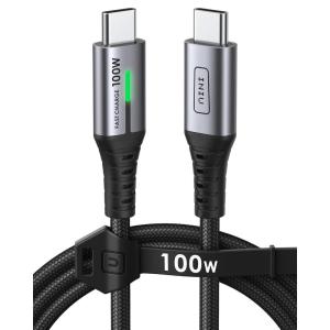 INIU USB C Cable, [6.6ft/2m] 100W PD USBC to USBC Charger Cable Fast Charging, Nylon Braided Type C to C Power Cord Data Cable USB-C for iPad Air MacBook Pro iPhone 16 15 Samsung Galaxy S23 S22 A9(3.3ft)