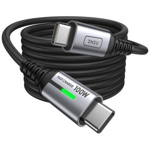INIU USB C Cable, [6.6ft/2m] 100W PD USBC to USBC Charger Cable Fast Charging, Nylon Braided Type C to C Power Cord Data Cable USB-C for iPad Air MacBook Pro iPhone 16 15 Samsung Galaxy S23 S22 A9(6.6ft)