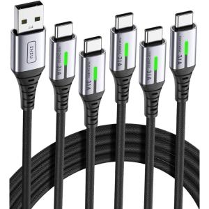 INIU USB to C Cable Fast Charging, [5 Packs, 1.6FT+3.3FT2+6.6FT2] 3.1A Type C Cords, Nylon USB-C Phone Charger Cables for iPhone 16, Samsung S21, Google, Kid, Airplane, Business, Car(5 Packs)