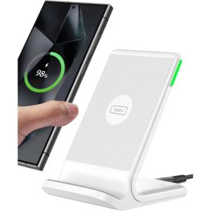 INIU Wireless Charger, 15W Fast Qi Certified Wireless Charging Station with Sleep-Friendly Adaptive Light Compatible with iPhone 17 16 15 14 13 12 Pro Max Samsung Galaxy S25 S24 S23 Note 20 Google etc(White)