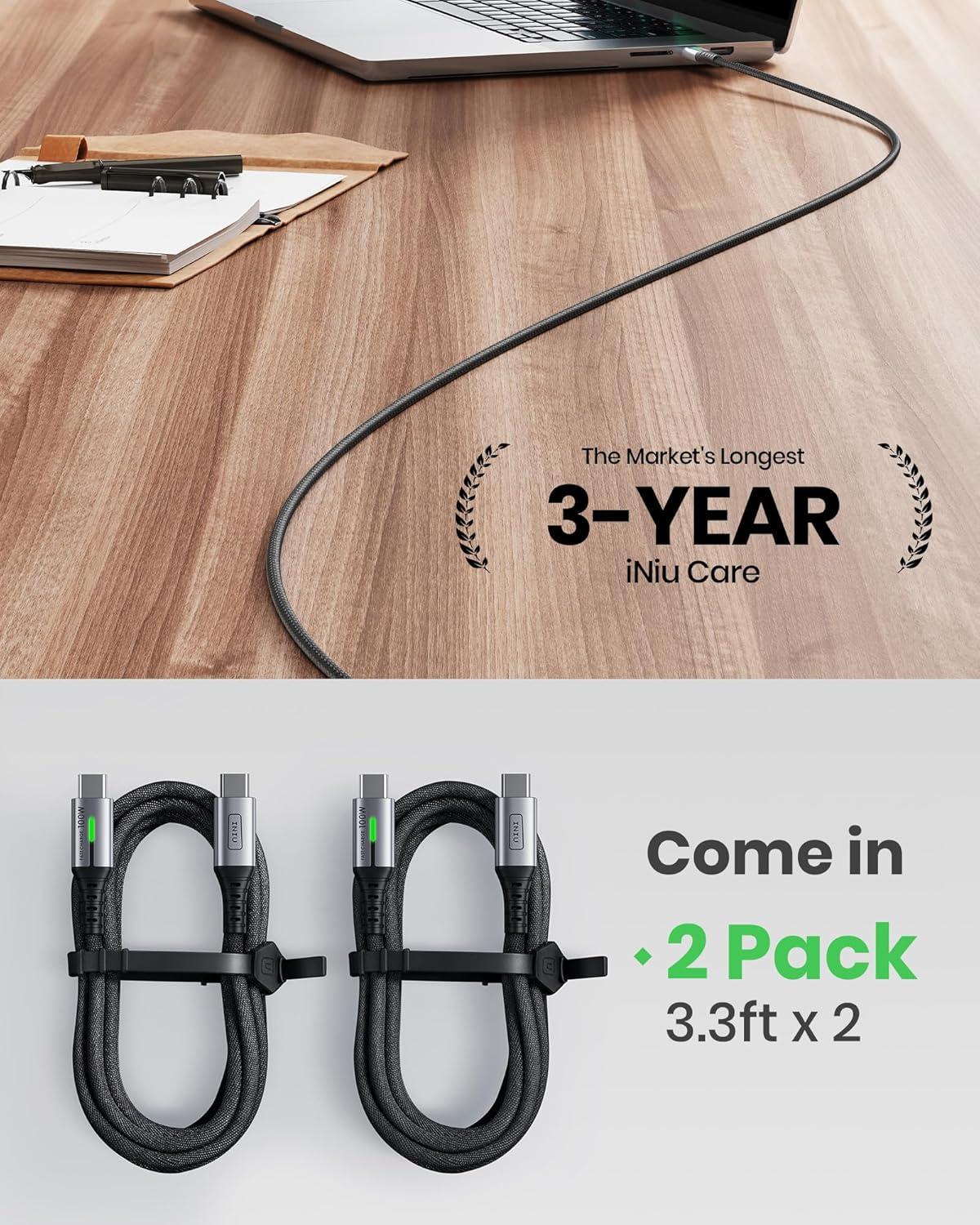 image:imageINIU USB C to USB C Cable 66ft Red 2Pack C Cable to C Cable for iPhone 17 16 15 Pro Max Samsung S25 S24 Ultra Laptops MacBook iPad Air Switch etcBlack