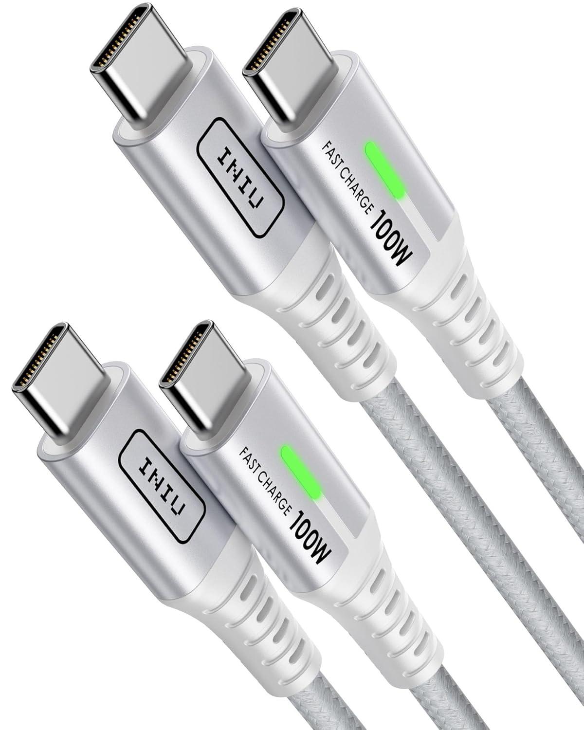 image:imageINIU USB C to USB C Cable 66ft Red 2Pack C Cable to C Cable for iPhone 17 16 15 Pro Max Samsung S25 S24 Ultra Laptops MacBook iPad Air Switch etcWhite