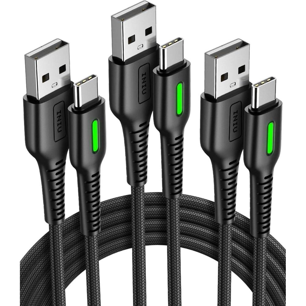image:imageINIU USB C Cable 5Pack 163366 ft 31A Fast Charging Type C Cord Nylon Braided USB A to USBC Phone Charger Cable for iPhone 16 15 Series Samsung Galaxy S21 S20 S10 Google Pixel 7 6 etc3 Packs