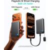 INIU Magnetic Portable Charger, Ultra Slim Qi2 Certified 10000mAh 45W Fast Charging Power Bank, Wireless Battery Pack with Foldable Stand, Phone Charger Only for iPhone 16/15/14/13/12 Series, Purple(Black)