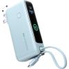 INIU 3-in-1 Portable Charger, 10000mAh 30W Fast Charging Power Bank, Built-in USB C Cable and Foldable AC Plug, Travel Essentials Battery Pack for iPhone 17 16 15, Samsung S25 S24, MacBook, and More(Blue)