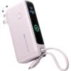 INIU 3-in-1 Portable Charger, 10000mAh 30W Fast Charging Power Bank, Built-in USB C Cable and Foldable AC Plug, Travel Essentials Battery Pack for iPhone 17 16 15, Samsung S25 S24, MacBook, and More(Purple)