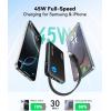 INIU 45W Power Bank, Fast Charging Portable Charger with Built-in USB C Cable, 10000mAh Small Type C Powerbank, Battery Pack for iPhone 17 16 15 14, iPad, Samsung S25 S24 etc Travel Camping Essentials(Black)