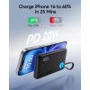 INIU 45W Power Bank, Fast Charging Portable Charger with Built-in USB C Cable, 10000mAh Small Type C Powerbank, Battery Pack for iPhone 17 16 15 14, iPad, Samsung S25 S24 etc Travel Camping Essentials(Yellow)