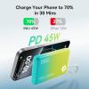 INIU 45W Power Bank, Fast Charging Portable Charger with Built-in USB C Cable, 10000mAh Small Type C Powerbank, Battery Pack for iPhone 17 16 15 14, iPad, Samsung S25 S24 etc Travel Camping Essentials(Cyan)