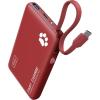 INIU 45W Power Bank, Fast Charging Portable Charger with Built-in USB C Cable, 10000mAh Small Type C Powerbank, Battery Pack for iPhone 17 16 15 14, iPad, Samsung S25 S24 etc Travel Camping Essentials(Red)