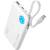 INIU 45W Power Bank, Fast Charging Portable Charger with Built-in USB C Cable, 10000mAh Small Type C Powerbank, Battery Pack for iPhone 17 16 15 14, iPad, Samsung S25 S24 etc Travel Camping Essentials(White)