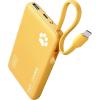 INIU 45W Power Bank, Fast Charging Portable Charger with Built-in USB C Cable, 10000mAh Small Type C Powerbank, Battery Pack for iPhone 17 16 15 14, iPad, Samsung S25 S24 etc Travel Camping Essentials(Yellow)