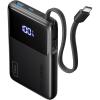 INIU 45W Power Bank, Slimmest 10000mAh Portable Charger with Built in USB-C Cable, Fast Charging USB C in&Out Battery Pack, Travel External Phone Charger for iPhone 17 16 15 Samsung S24 S23 Google etc(Black)