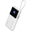 INIU 45W Power Bank, Slimmest 10000mAh Portable Charger with Built in USB-C Cable, Fast Charging USB C in&Out Battery Pack, Travel External Phone Charger for iPhone 17 16 15 Samsung S24 S23 Google etc(White)