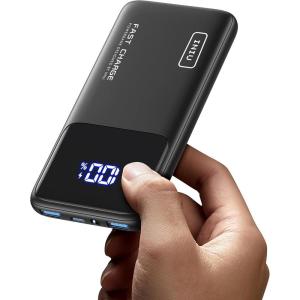 INIU Small Portable Charger, 45W PD Fast Charging 10000mAh Power Bank, Battery Pack with Attached USB C Cable, Travel Essentials Powerbank for iPhone 17 16 15 14 Pro Air, Xiaomi, Samsung S25 S24 etc(Black2)