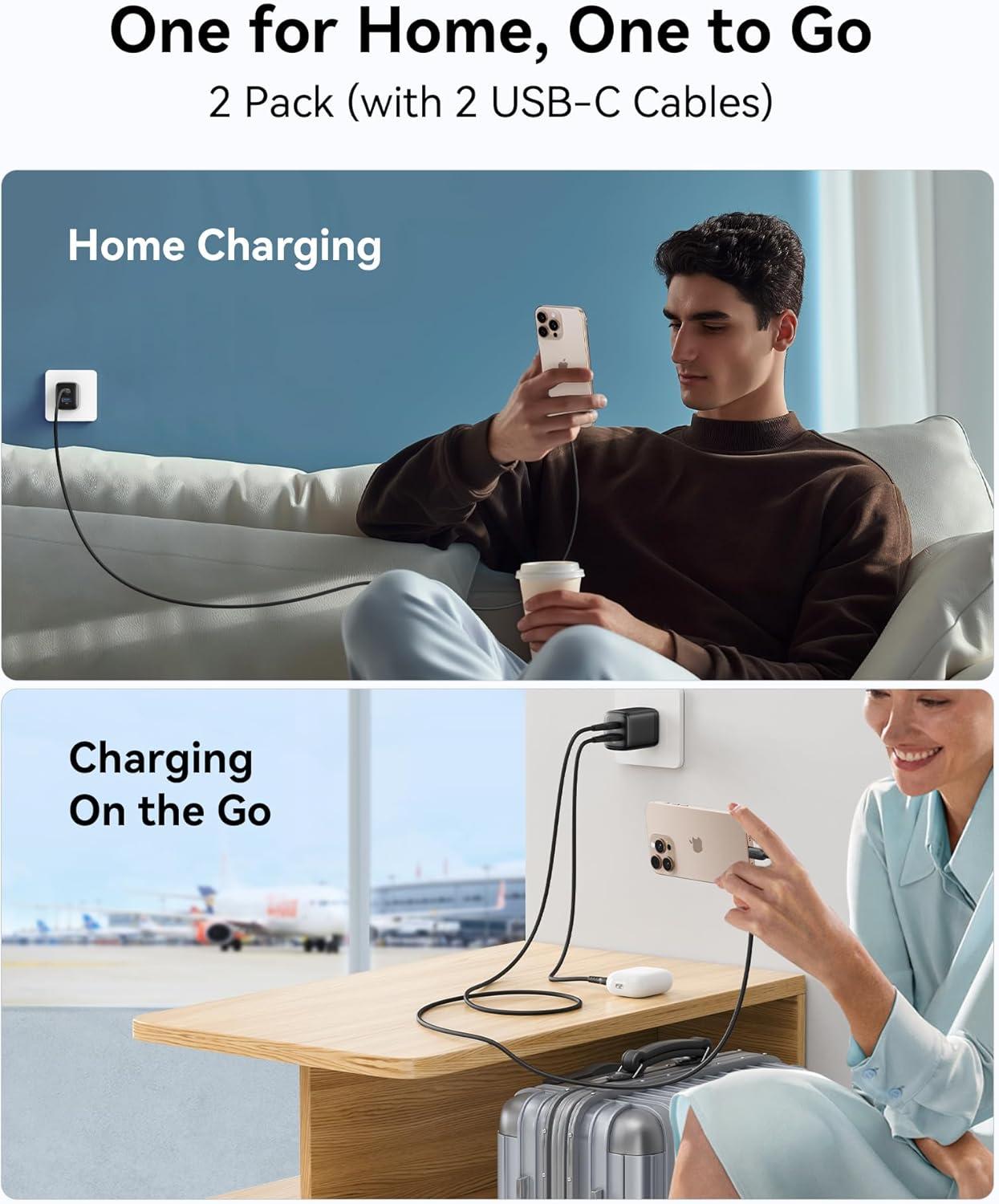 image:imageINIU USB C Charger Block 2Pack 30W PD Fast Charging USBC USBA 16 15 Charger with Foldable Plug GaN Tech Type C Power Adapter for 16 15 Pro Max Samsung S25 S24 iPad Pro etc
