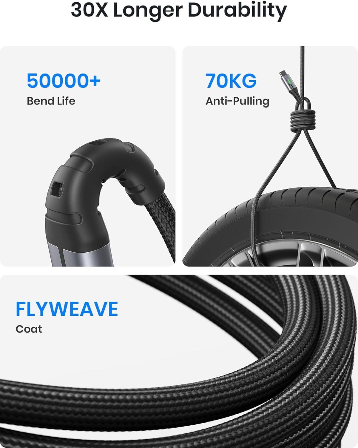 image:imageINIU USB C to USB C Cable 240W Fast Charging Type C Charger Cord Braided USBC Phone Charger Cable for iPhone 17 16 Pro Max Samsung S25 S24 Laptops MacBook Air 15 M3 iPad Switch 1ft1ft BlackBlack