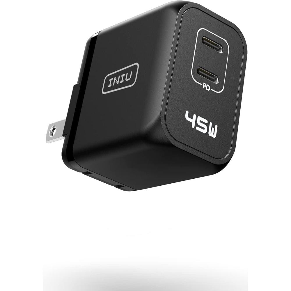 image:imageINIU 45W USB C Fast Charger Support Samsung Super Fast Charging 20 PD Compact Foldable Dual Wall Charger Block for Samsung S23 S22 UltraNote iPhone 16 15 Pro iPad Pro MacBook Air Steam Deck etcUSB C USB C