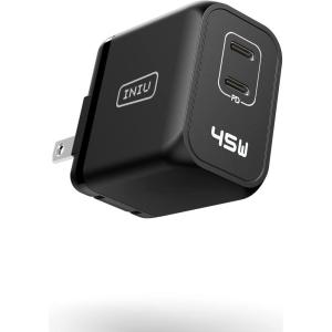 INIU 45W USB C Fast Charger, Support Samsung Super Fast Charging 2.0, PD Compact Foldable Dual Wall Charger Block, for Samsung S23 S22 Ultra/Note iPhone 16 15 Pro iPad Pro MacBook Air Steam Deck etc(USB C + USB C)