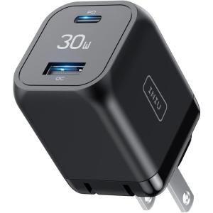 INIU USB C Charger, 30W PD QC 3.0 Dual Port Type C Fast Charging Compact Charger Block with Foldable Plug for iPhone 16 15 Pro Max Samsung S24 S23 Note 20 iPad Pro Google AirPods etc