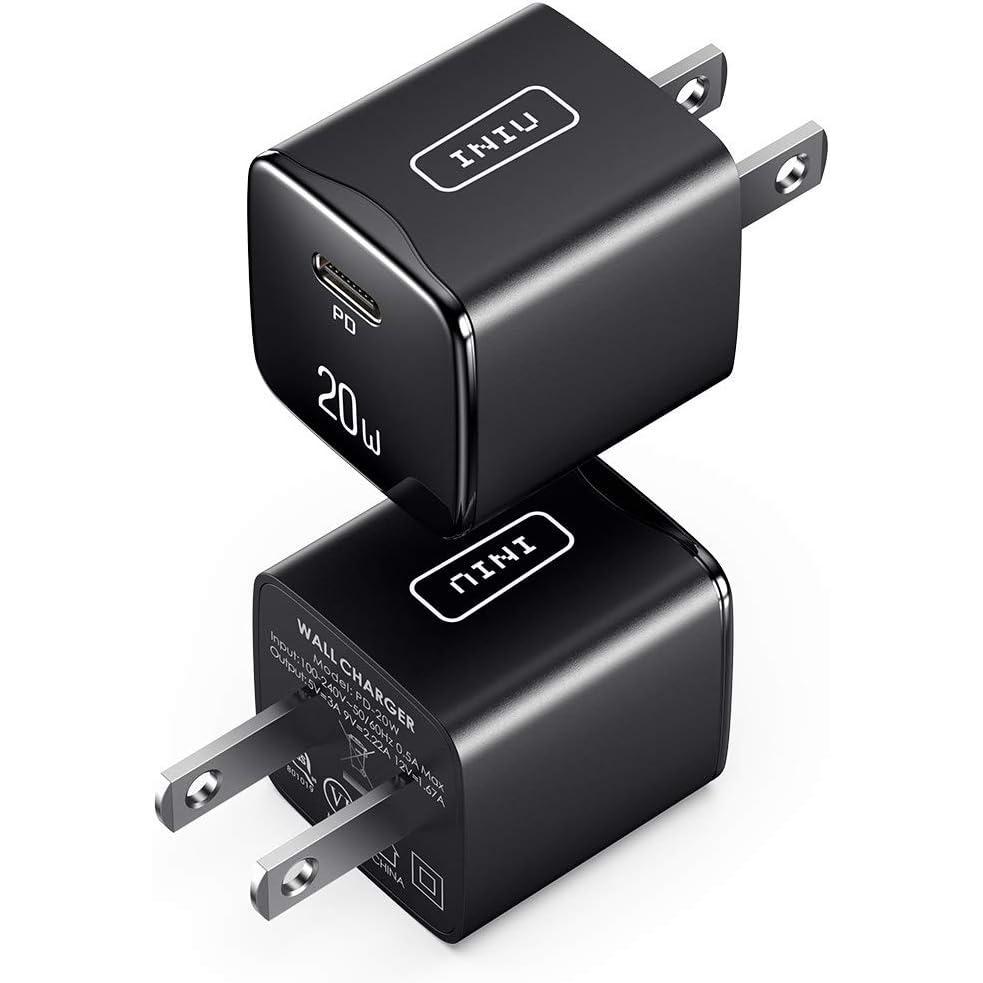 image:imageUSB C Charger 2 Pack INIU 20W Fast Wall Charger for iPhone Power Adapter Mini Type C Quick Charging Plug for iPhone 15 14 13 12 11 Mini Pro Max X Samsung Galaxy Google Pixel iPad Airpods Pro etc