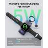 INIU 3-in-1 Portable Charger, 5000mAh Power Bank with Watch Charger & Built-in Cable, Compact 20W Fast Charging Battery Pack, Key Chain & Travel Essential for iPhone 16 15, Apple Watch, AirPods, etc(Green)